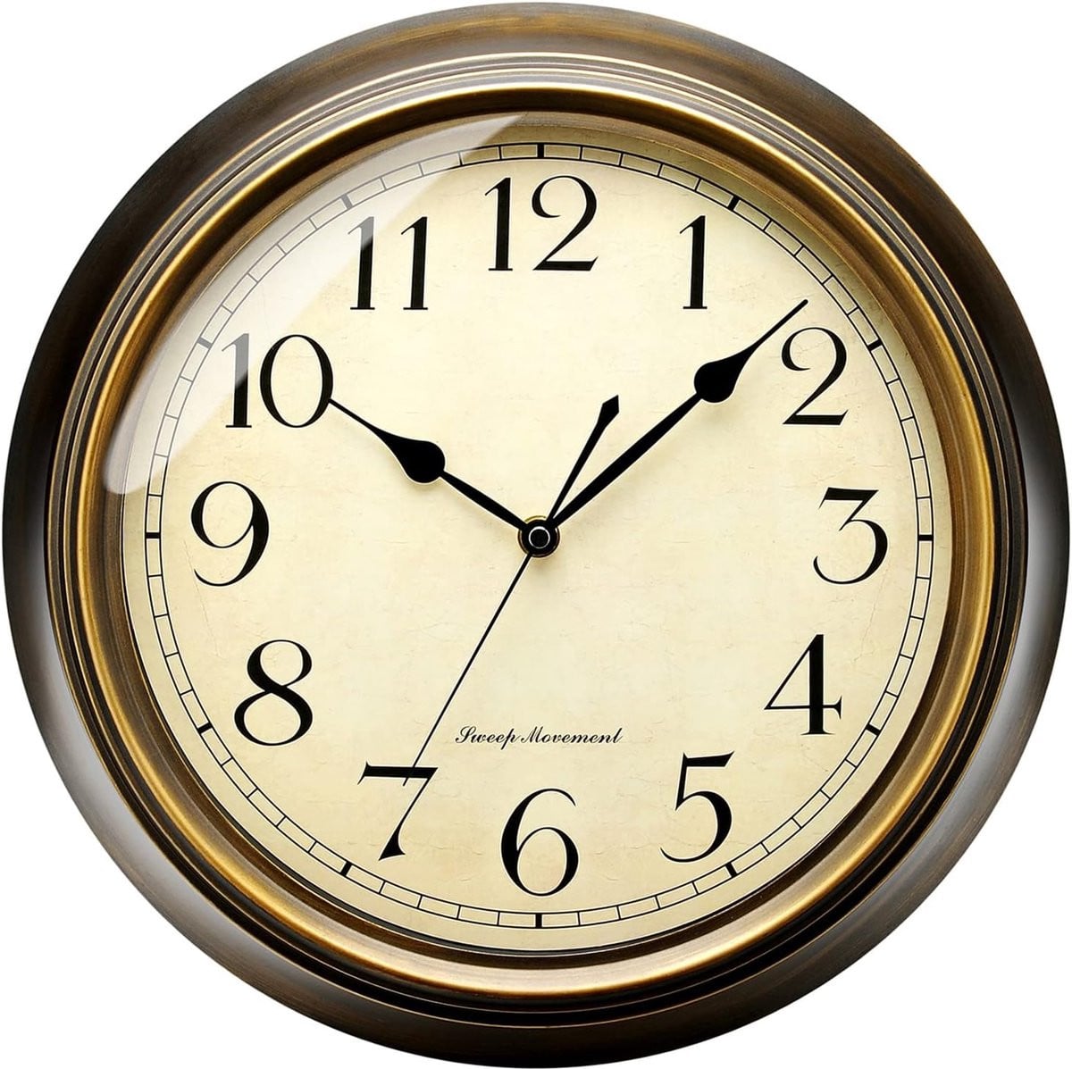 Plumeet Retro Wandklok - Bruin en Goud - Metaal - Diameter: 25 cm