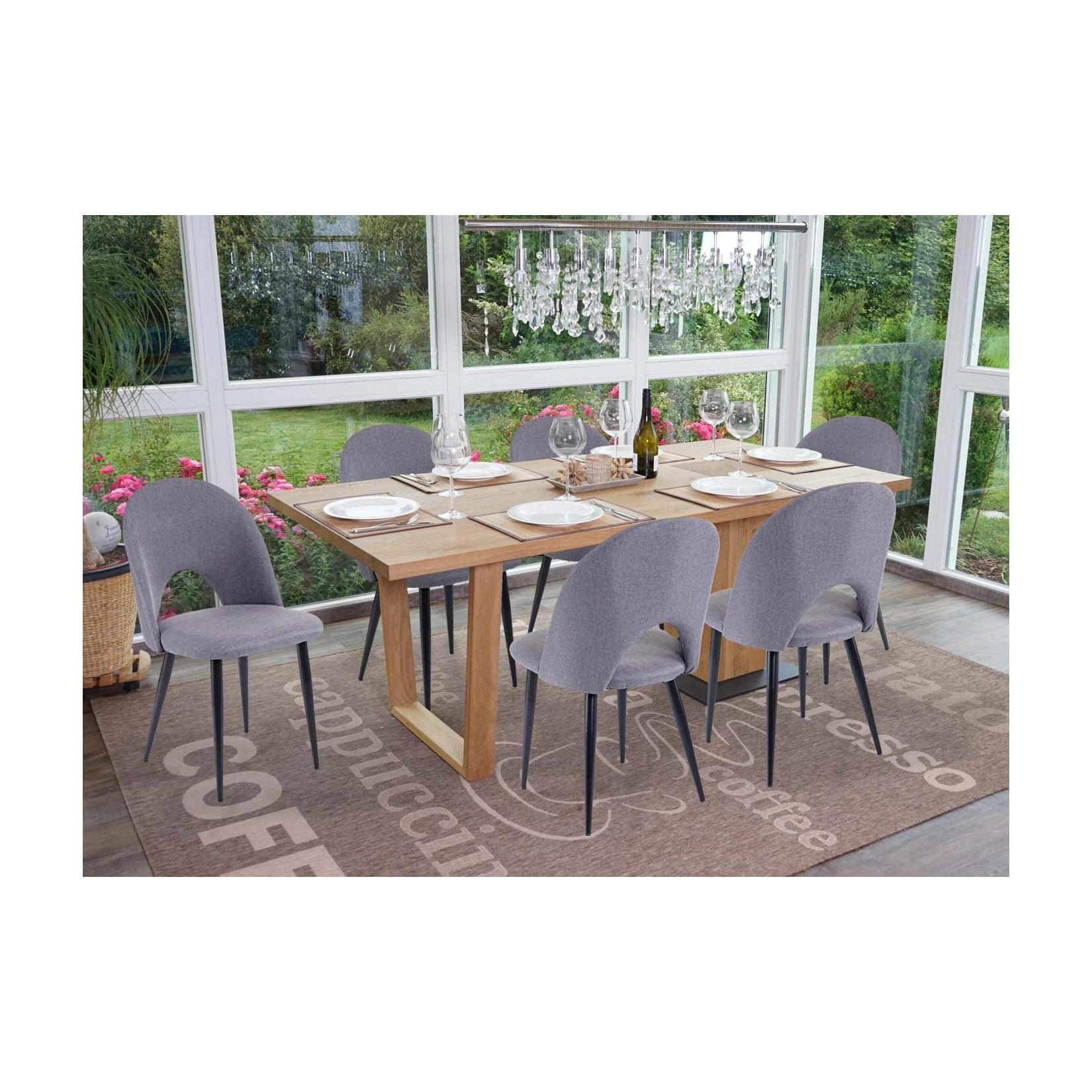 6er-Set Esszimmerstuhl MCW-D73, Stuhl Küchenstuhl, Stoff/Textil ~ dunkelgrau