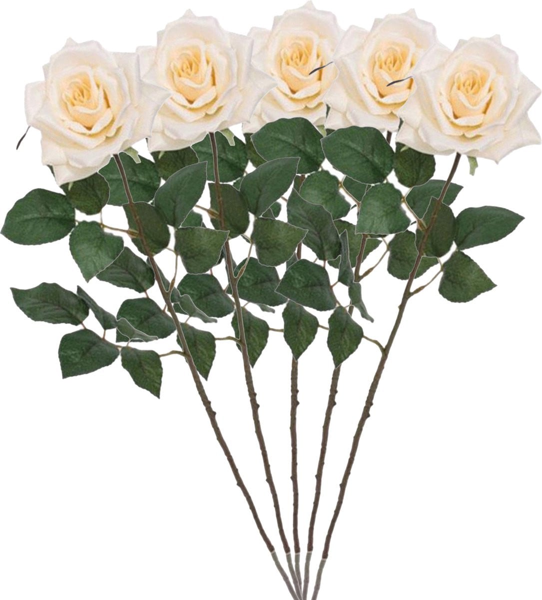 Mica Decorations Kunstbloem Emily Roos - 5 stuks - Creme - 66 cm