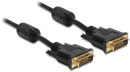 Delock DVI Anschlusskabel DVI-D 24+1pol. Stecker 2m Schwarz 83190 doppelt geschirmt, vergoldete Steckkontakte DVI-Kabel