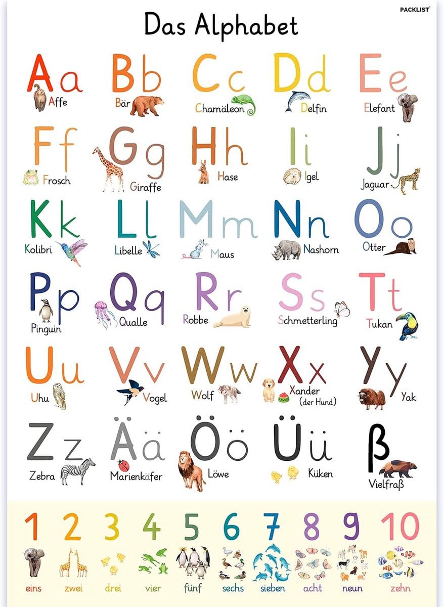 Educatieve Alfabet en Cijfers Poster voor de Kinderkamer - Grafische Wanddecoratie