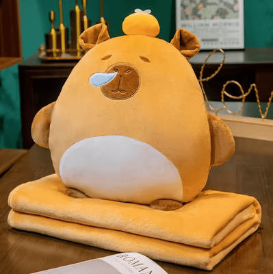 Inspire Curations Cute Toast 3 In 1 Pillow Blanket With Hand Warmer brown 100x170m