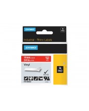 Dymo Rhino Coloured Vinyl permanenter Klebstoff Weiß auf Rot Roll 1,9 cm x 5.5 m 1 Kassetten Band für DYMO ILP219 1000 4200 5000 5200 6000 RhinoPRO 3000 6500 (1805422)