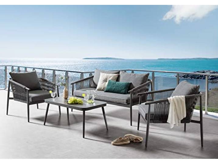Destiny Sofa Set Verona 2-Sitzer, 2 Sessel, 1 Tisch,inkl. Polster,anthrazit