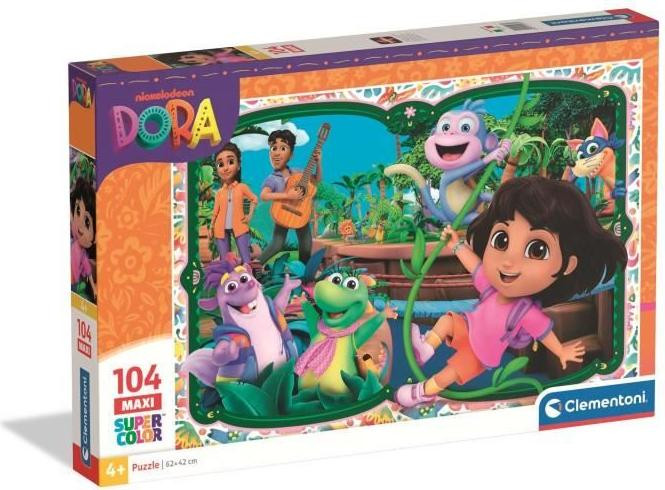 Clementoni Dora Puzzel met 104 grote stukjes, 62 x 42 cm