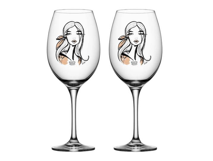 Kosta Boda Verre à vin All about you 52 cl lot de 2 Wait for her (dusty pink)