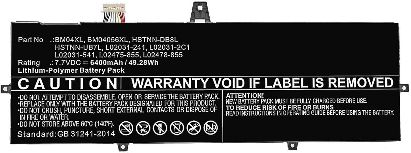 CoreParts Replacement Laptop Battery for HP EliteBook x360 1030 G3, 7.7V 6800mAh 52.36Wh, Black