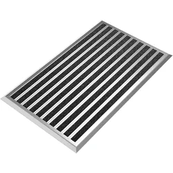 Fußmatte Außen Schmutzfangmatte für Draußen - 55 x 90 cm silbernem Aluminiumrand Wetterfester Fußabstreifer Outdoor Fußmatte