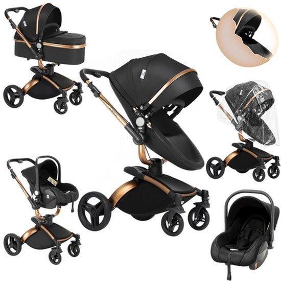 3-in-1-Buggy für Neugeborene - Lichtgewicht - Opvouwbare - 3-Kilogramm - Schwarz