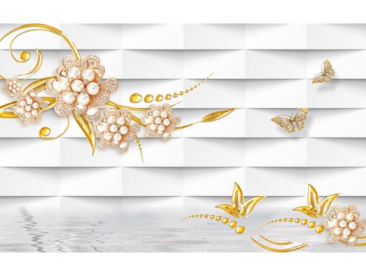 Fototapete PAPERMOON Muster mit Blumen , bunt, B:4m L:2,6m, Vlies, Tapeten, Fototapete