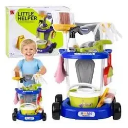 Lean Toys Kinderreinigungsset, Kinderwagen, interaktiver Staubsauger, Zubehör