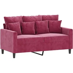 vidaXL 2-Sitzer-Sofa Weinrot 120 cm Samt