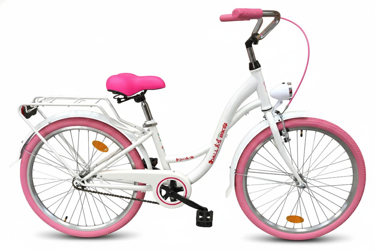 Dallas Bike Kinderfahrrad 24 Zoll - für Mädchen - 1-Gang Rücktritt - Rahmen XS 13" - Weiß-Rosa
