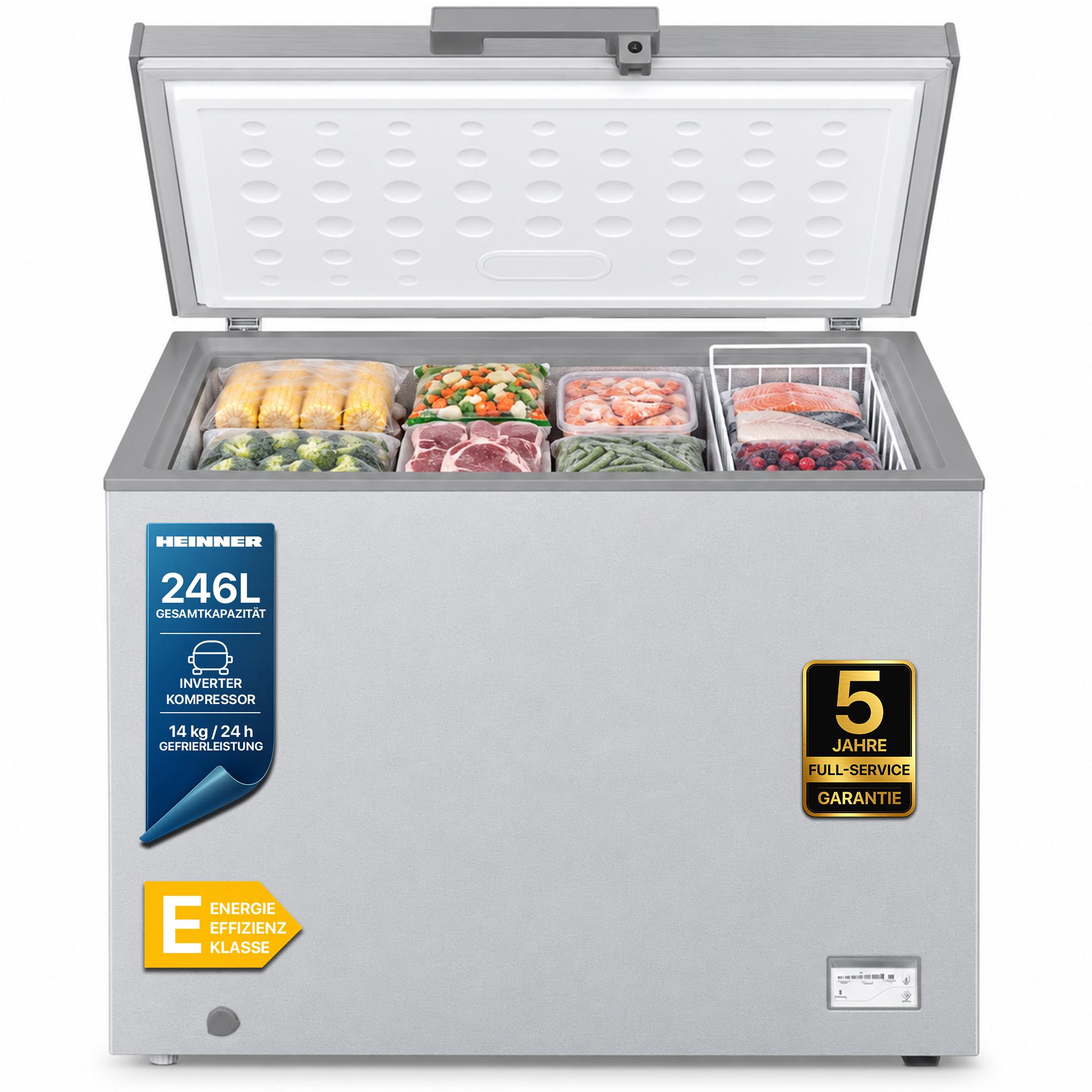 Heinner HCF-HM246CSE++, 246 l, 12 kg/24h, 40 dB, E, Silber