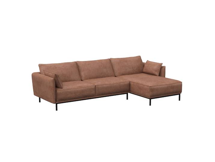 Ecksofa Leder ELVIS rechts braun