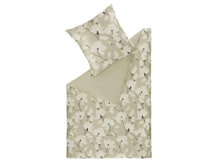 Schöner Wohnen Bettwäscheset, Creme, Sandfarben, Textil, Floral, 160x210 cm, pflegeleicht, hautfreundlich, angenehm wärmend, schadstoffgeprüft, samtiger Griff, weiche und anschmiegsame Oberfläche, Heimtextilien, Bettwäsche, Bettwäsche, Satin Bettwäsche