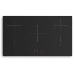 Klarstein PowerGlide Induktionskochfeld | Kratzfeste Oberfläche | 5 Kochzonen | 9800 W | 90 cm Schwarz