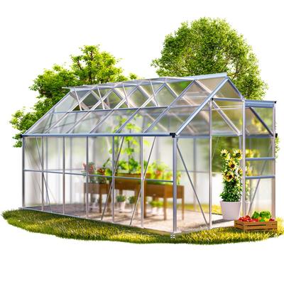 GARDEBRUK® Gewächshaus Aluminium 7,2m² mit Fundament 380x190cm inkl 4 Dachfenster Treibhaus