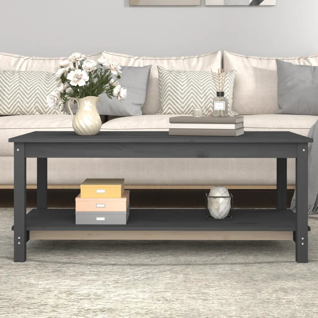 Latitude Run Solid Wood Coffee Table with Storage Grey