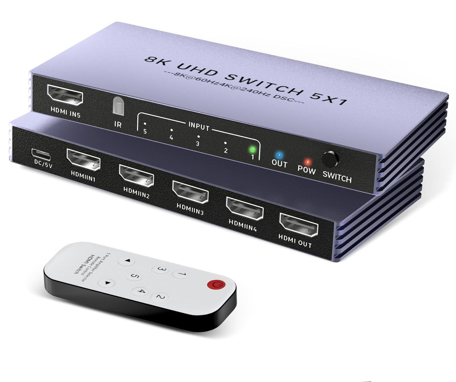 Selius HDMI Splitter 4K 240Hz HDMI Schakelaar 5 in 1 Out