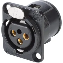 NEUTRIK® XLR, 3-pol , Metall-, Printtechnik vertikal-Einbaubuchse, vergoldete(r) Kontakt(e), Type D, schwarz verchromt