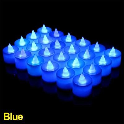 Uplift Treasures Colorful LED Flameless Tealight Candles Set blue 6pcs