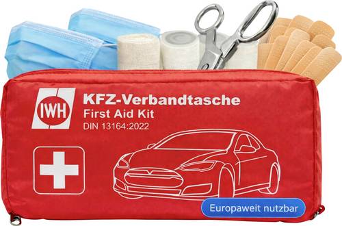 IWH 023511 KFZ-Verbandtasche rot Verbandtasche Pkw DIN 13164 02-2022 1 Set