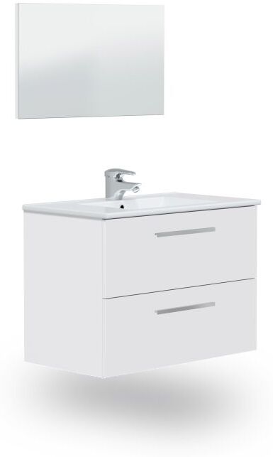 duehome Pack de baño con lavabo cerámico Feel S - Blanco Brillo
