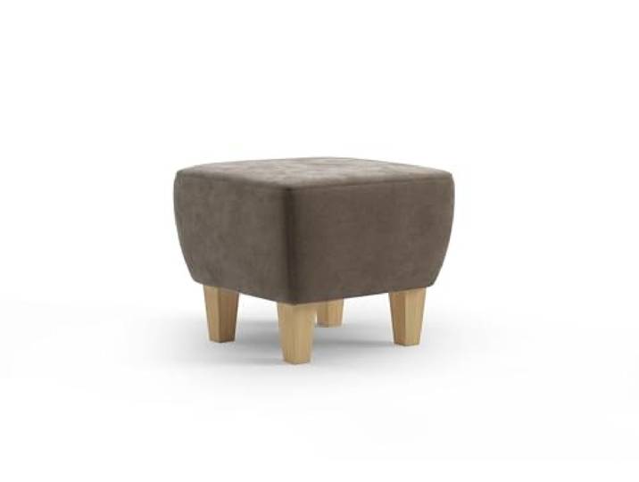 Cavadore Hocker Vida / Polsterhocker mit massiven Holzfüßen in Buche / 52 x 46 x 52 / Mikrofaser, Graubraun