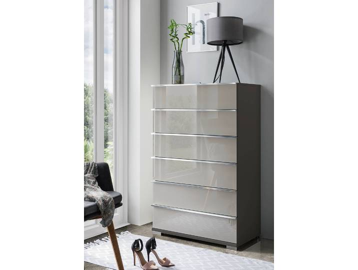 Commode Shanghai 120cm Gris/Gris sablé/Havanna