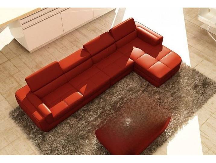 JVmoebel Ecksofa Rotes Ledersofa mit USB-Anschluss und modernem Design, Made in Europa