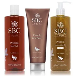 SBC Propolis Bodywash 500ml, Moisturiser 500ml, Body Butter 250ml