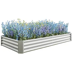 OKWISH Hochbeet Metall Silber 232x114x30 cm ohne Boden aus verzinktem 0,6 mm Stahl Wellblech mit gefalteter Innenkante wetterfest für Garten Terrasse