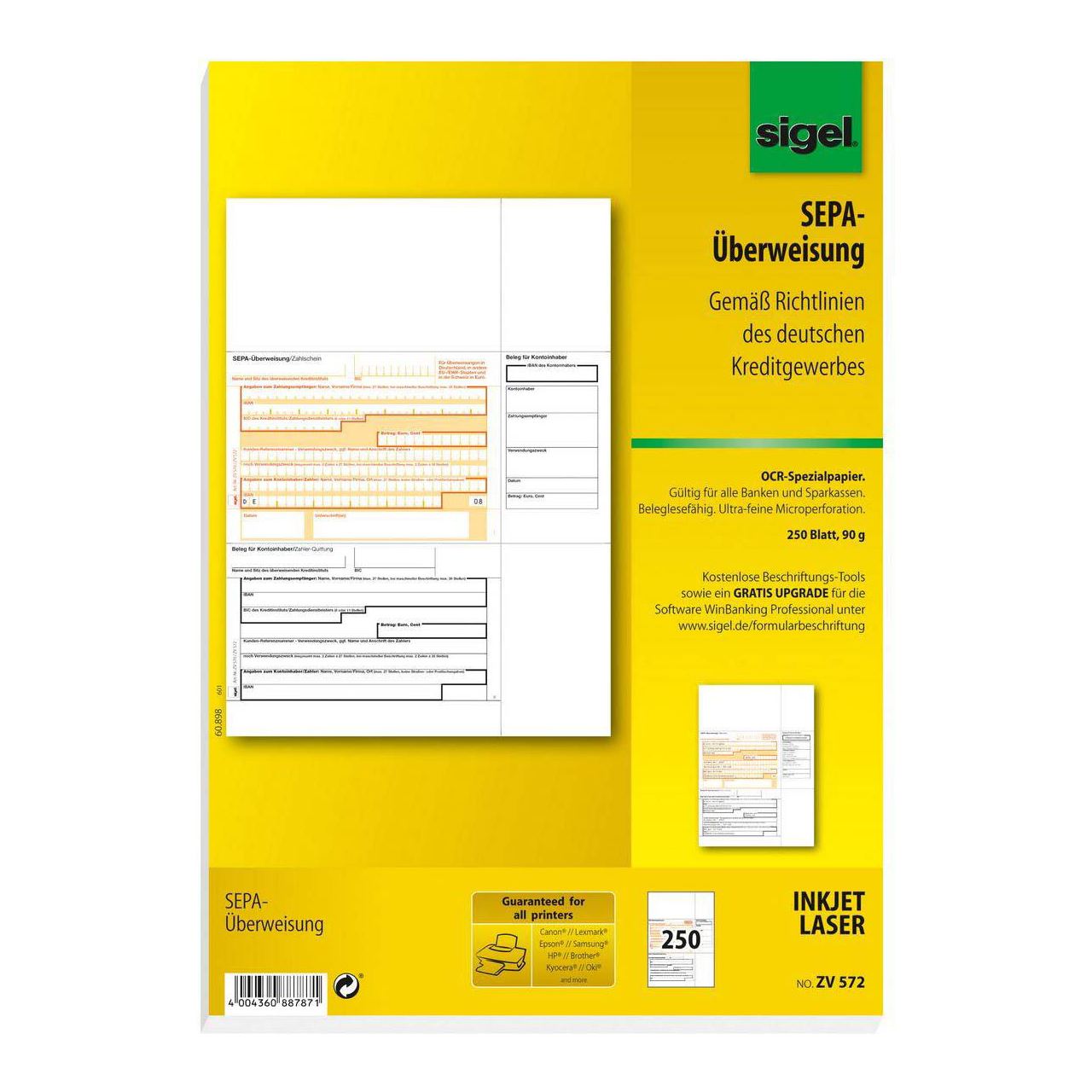 sigel Bankformular "PC-SEPA-Überweisung", DIN A4 (ZV572)