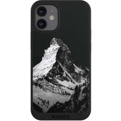 Nivocase Handyhülle für Apple iPhone 12 mini Hülle NIVOpure Case Schwarz Alpspitze Berg Schnee (Apple iPhone 12 mini), Smartphone Hülle, Schwarz