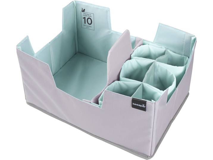 Faltbox KEEEPER nea, faltbarer Einkaufsorganizer für Klappboxen , blau (aquamarine), B:42cm H:22,5cm T:29,5cm, Polyethylenterephthalat (PET), Aufbewahrungsboxen, Faltbox, aus recycelten PET-Flaschen