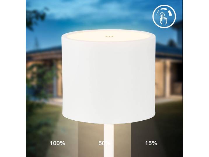 Tischlampe - 2,5W, 230lm, akku, led, dimmbar, warmweiß, weiß