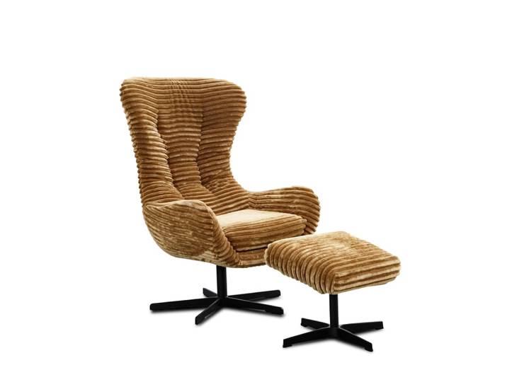 Fauteuil, tissu velours côtelé marron