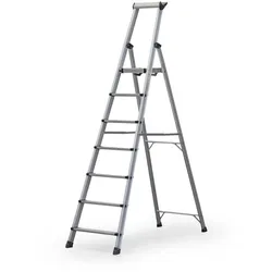Einseitige Aluminiumtreppe PROFI mit Ablage, 1x7 Stufen, Höhe 1,68 m