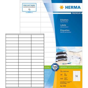 Herma Premium 4459 5100 Etiketten weiß 70x16.9 mm, 5100 Stück