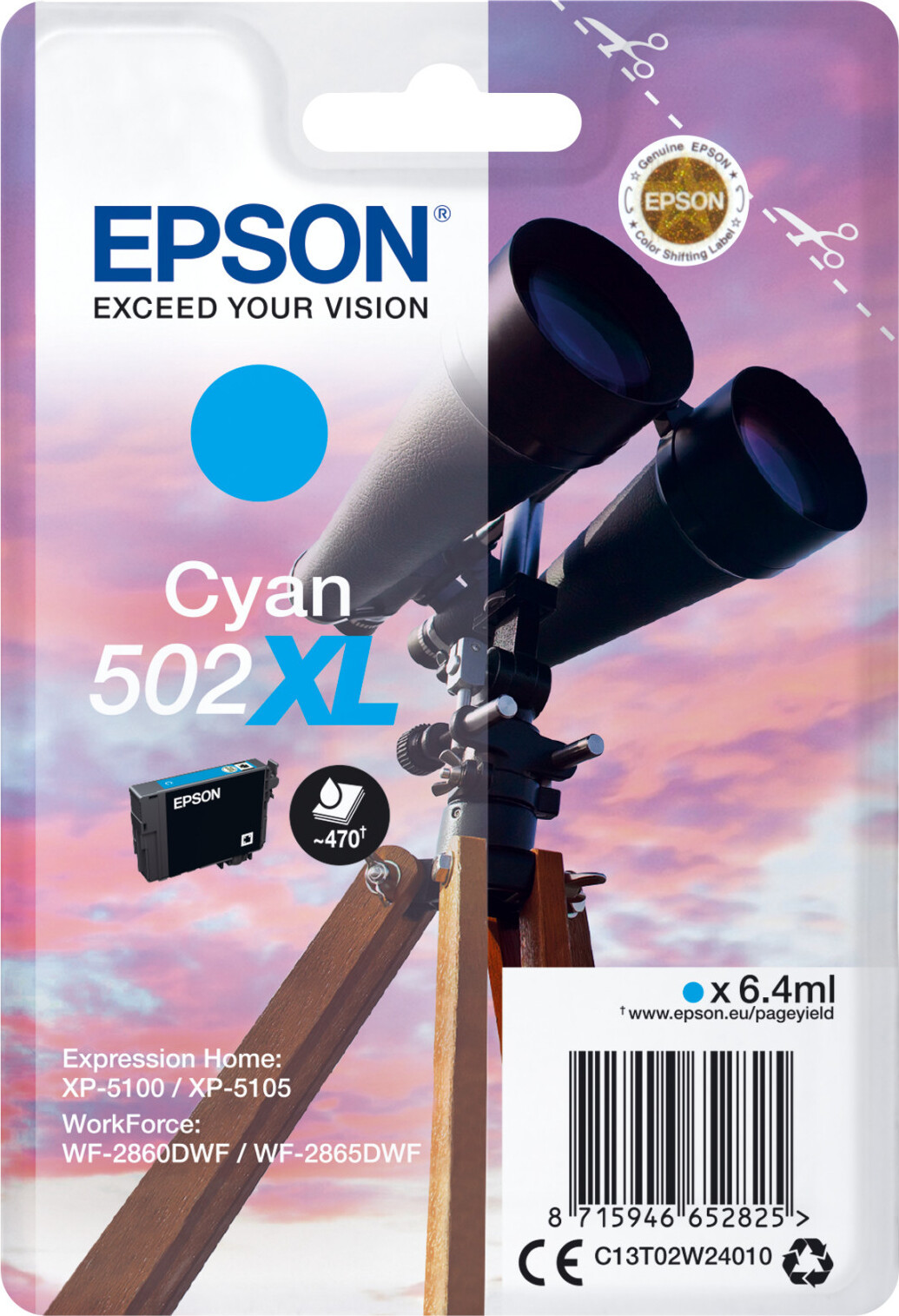Epson 502 XL Cyan Inktcartridge C13T02W24020