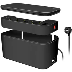LogiLink Kabelbox mit 5 fach Steckdosenleiste und 3 USB Schwarz