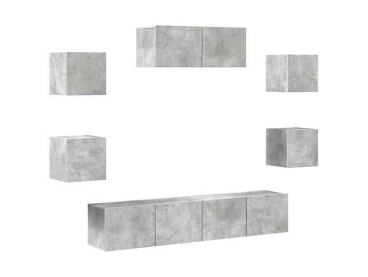 LMTYOENFG 7-TLG. TV-Schrank-Set Betongrau Hängendes Lowboard Modulare Hänge-TV-Möbel in Betongrau für Wohnzimmer und Schlafzimmer, platzsparende Wandmontage mit viel Stauraum.