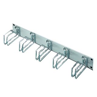 Rittal 19" Rangierfrontplatte, 1 HE, 5 Kabelrangierbügel 43 x 105 mm (Metall), montiert, hellgrau RAL 7035