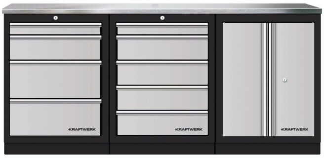 Mobilier d'atelier Mobilio 3 éléments Kraftwerk, acier inoxydable (3964K-45S0IX)