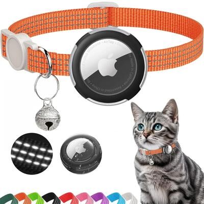 Inspired Living Lightweight AirTag Holder Cat Collar For Indoor And Outdoor Cats orange(no Tracker)