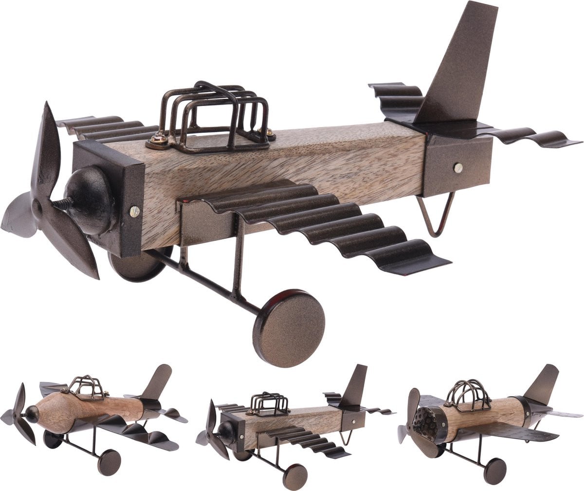 Decoratie Vliegtuig voor op tafel - 26 cm - 3 verschillende modellen