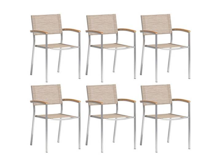 Acamp Gartensessel-Set Skye, Sandfarben, Beige, Teakfarben, Metall, eckig, 57x89x56 cm, stapelbar, Gartenmöbel, Gartensessel, Gartenstühle