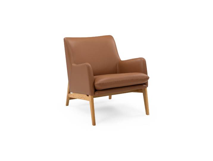 Sova Loungesessel, Eiche natur Leder Cognac