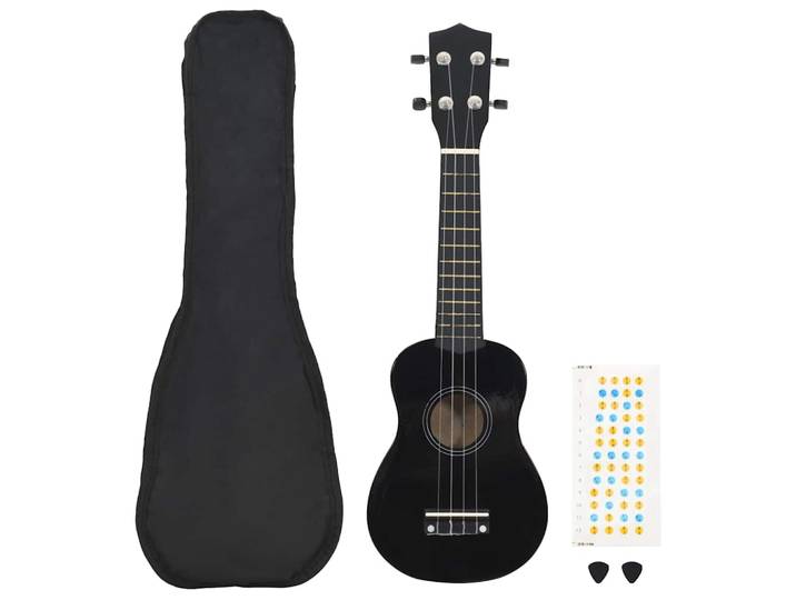 vidaXL Sopran-Ukulele-Set mit Tasche für Kinder Schwarz 21